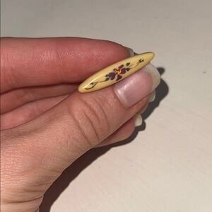 Vintage Floral Yellow Enamel Brooch